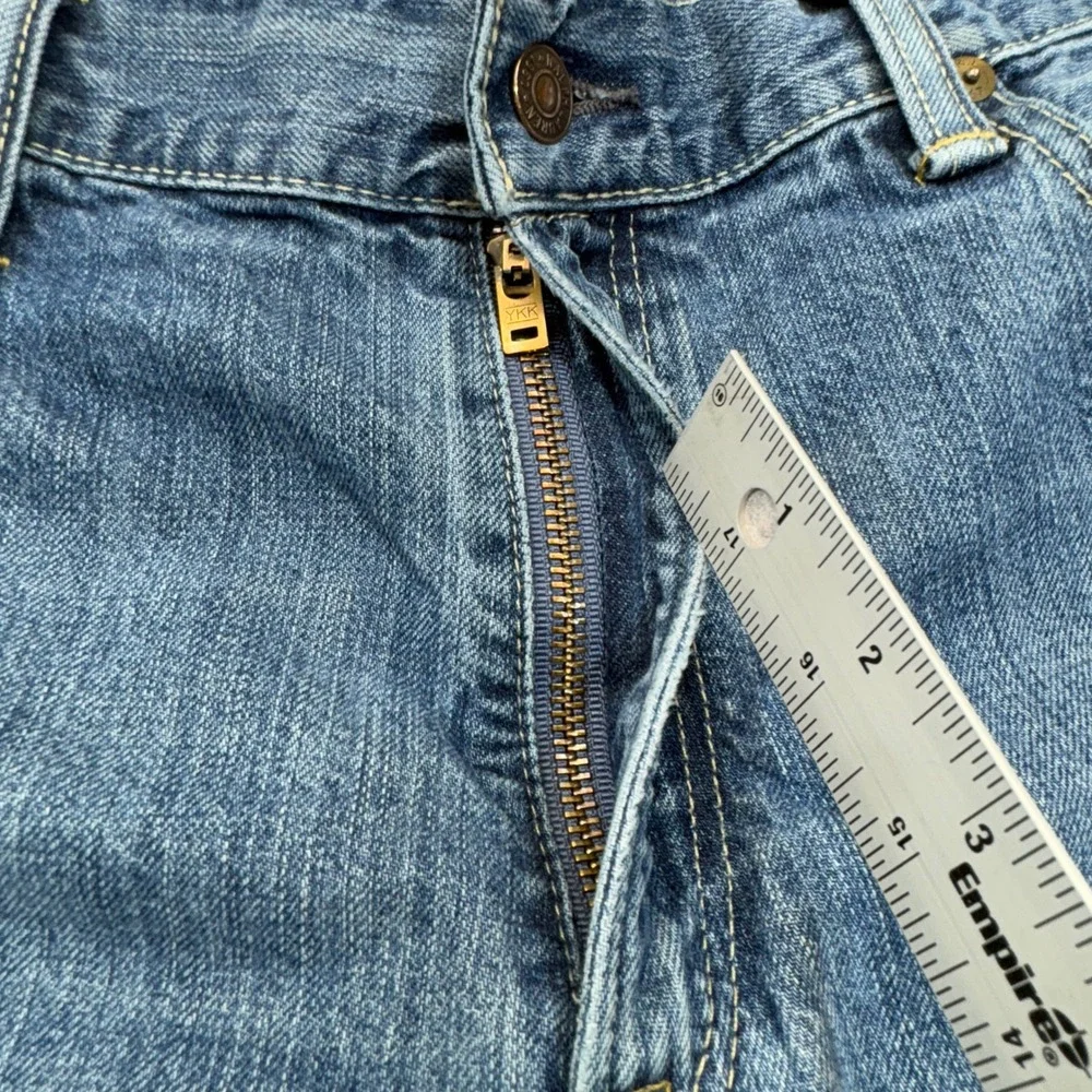 Polo Ralph Lauren Jeans Mens 36x32 Blue Distressed Straight Leg RL Logo Denim